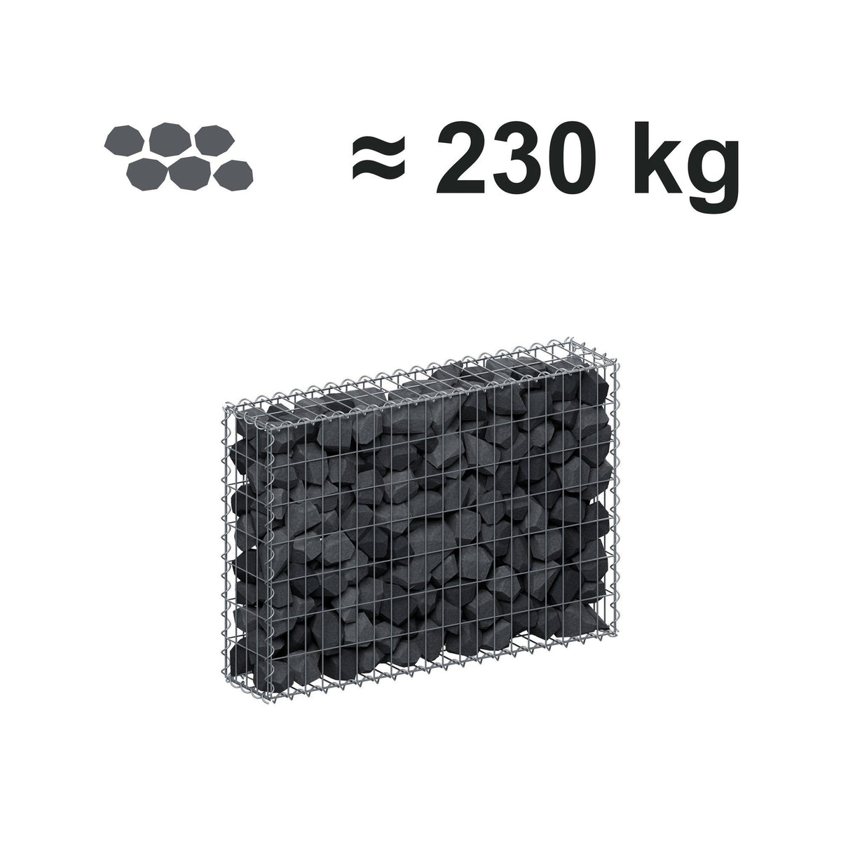 Gabion 100 cm x 70 cm x 20 cm (L x H x D), maskestørrelse 5 cm x 10 cm, spiral
