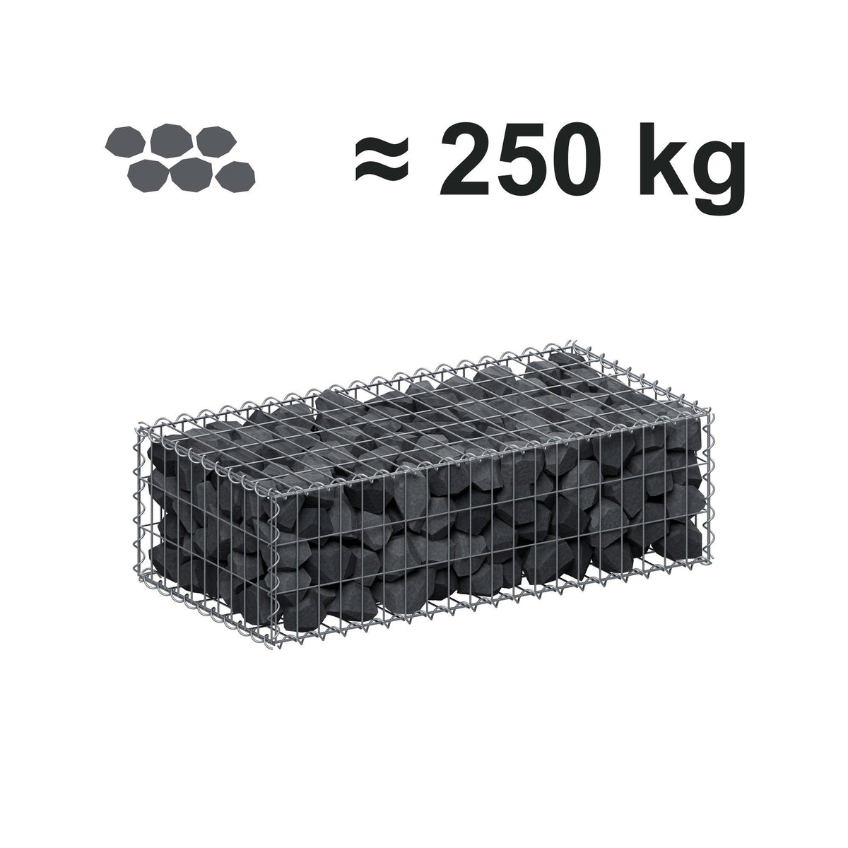 Gabion 100 cm x 30 cm x 50 cm (L x H x D), mesh size 5 cm x 10 cm, spiral