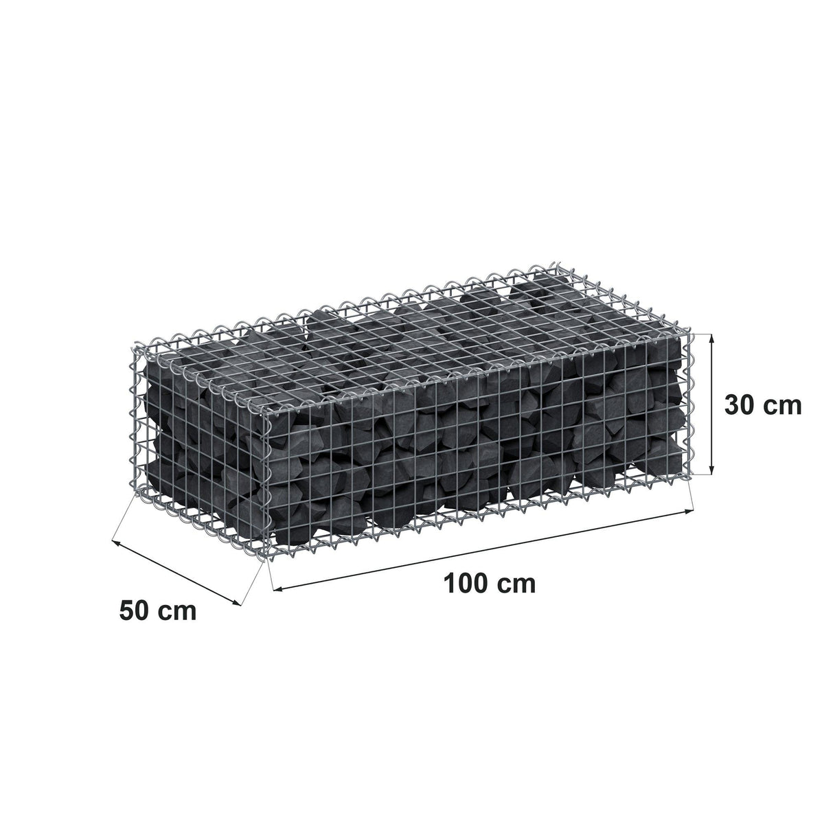 Schanskorf 100 cm x 30 cm x 50 cm (L x H x D), maaswijdte 5 cm x 5 cm, spiraalvormig