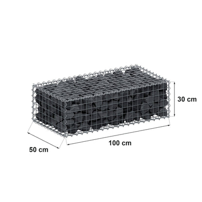 Schanskorf 100 cm x 30 cm x 50 cm (L x H x D), maaswijdte 5 cm x 5 cm, spiraalvormig