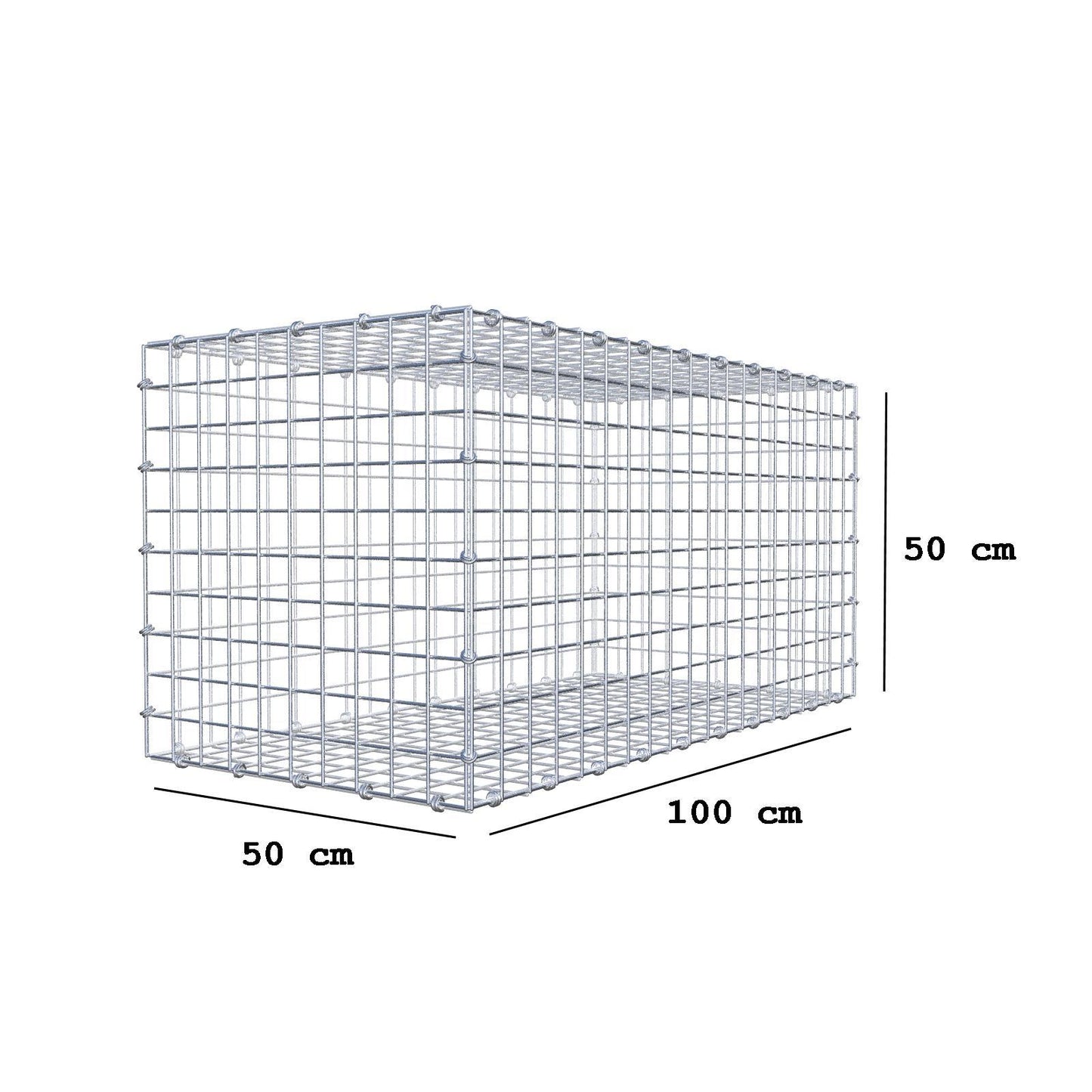 Gabione 100 cm x 50 cm x 50 cm (L x H x T), Maschenweite 5 x 5 cm, Spiralring