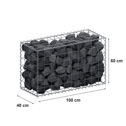 Gabione 100 cm x 60 cm x 40 cm (L x H x T), Maschenweite 10 cm x 10 cm, Spirale