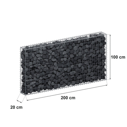 Gabion 200 cm x 100 cm x 20 cm (L x H x P), mailles 5 cm x 10 cm, spirale