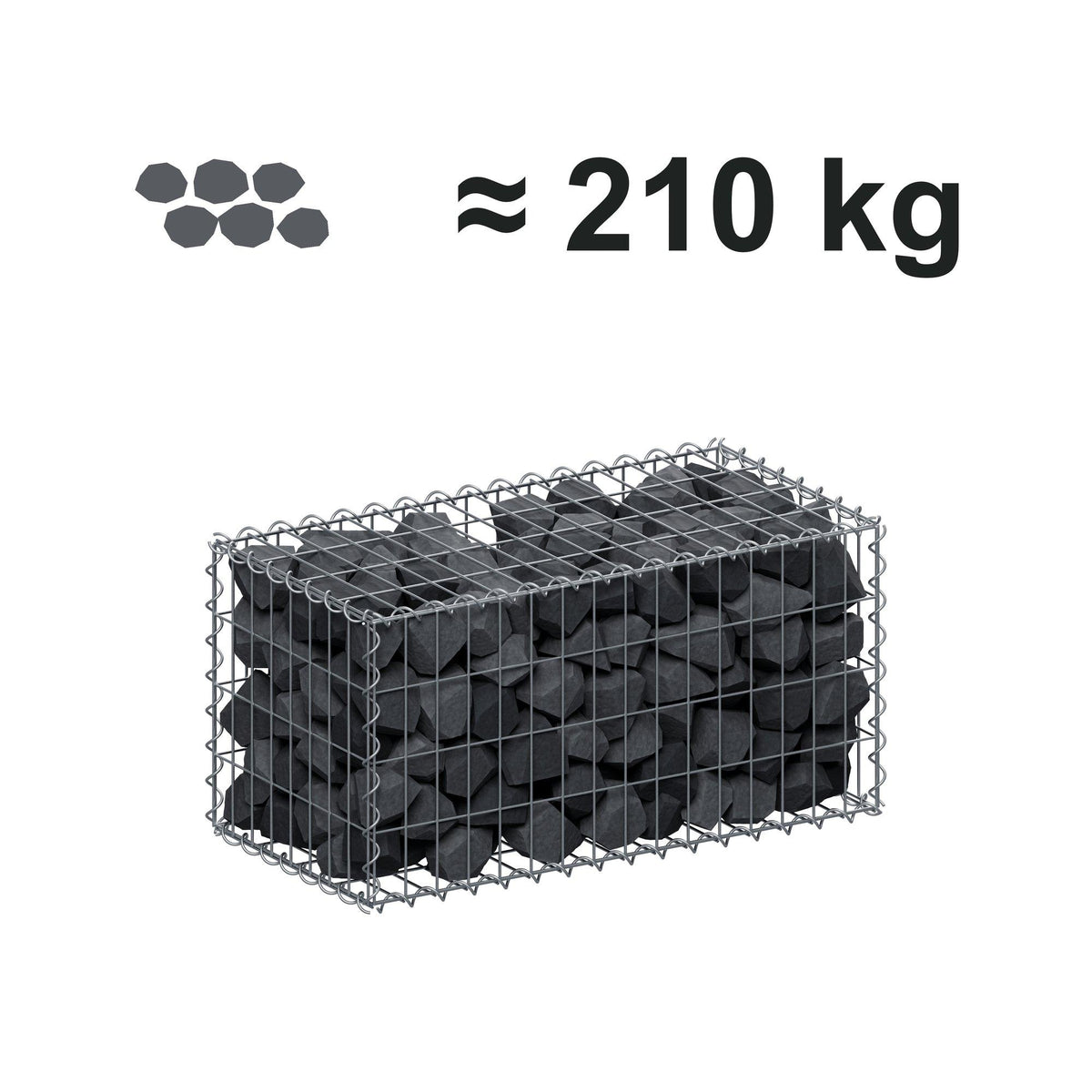 Gabion 80 cm x 40 cm x 40 cm (L x H x D), maskestørrelse 5 cm x 10 cm, spiral