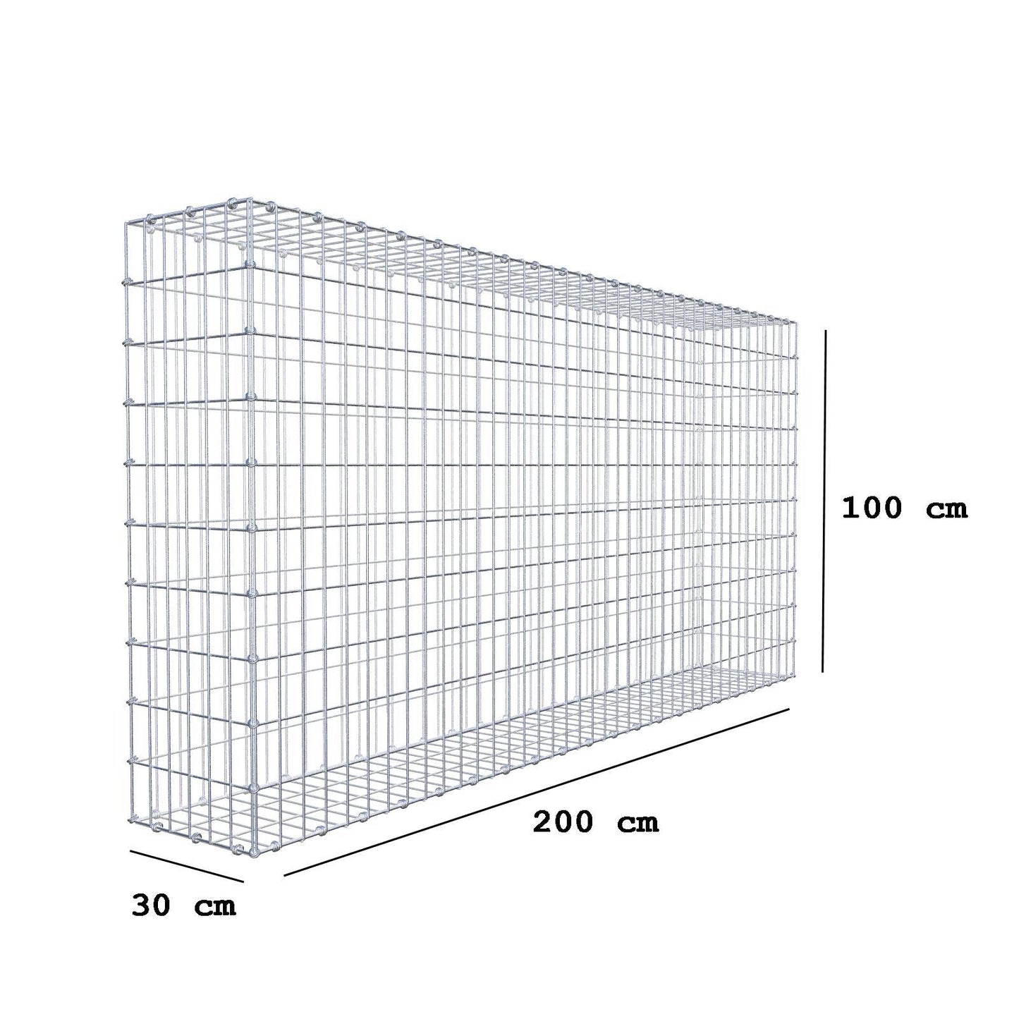 Schanskorf 200 cm x 100 cm x 30 cm (L x H x D), maaswijdte 5 x 10 cm, spiraalring