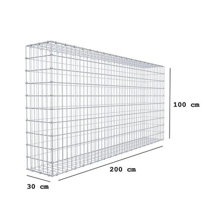 Schanskorf 200 cm x 100 cm x 30 cm (L x H x D), maaswijdte 5 x 10 cm, spiraalring