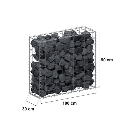 Gabion 100 cm x 90 cm x 30 cm (L x H x D), mesh size 10 cm x 10 cm, spiral