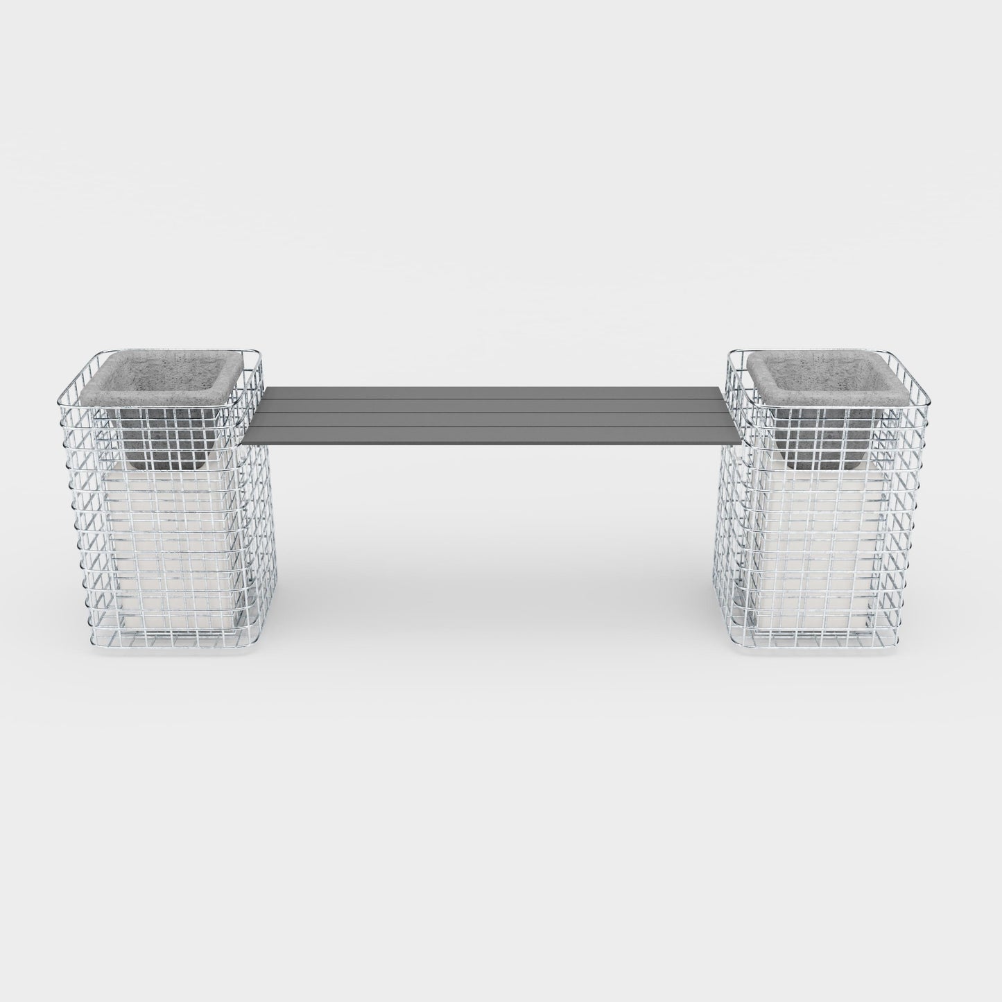 Garden bench 2 flower columns - 200 x 62 x 42 (L x H x D) MW 5 x 5 cm hot-dip galvanized, with recycled cover in anthracite