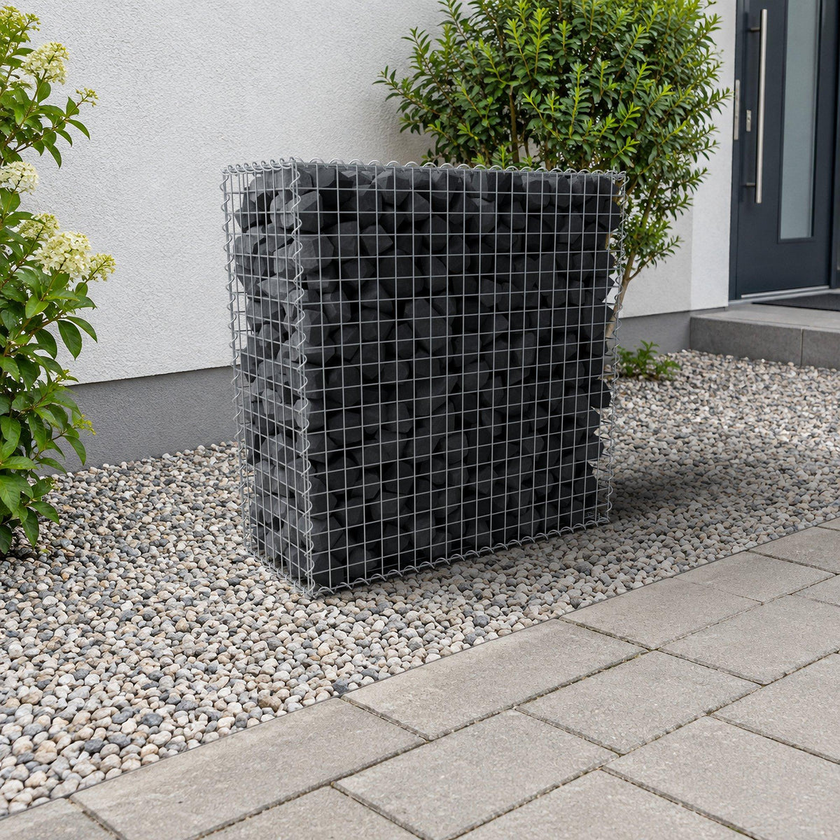 Schanskorf 100 cm x 100 cm x 40 cm (L x H x D), maaswijdte 5 cm x 5 cm, spiraalvormig