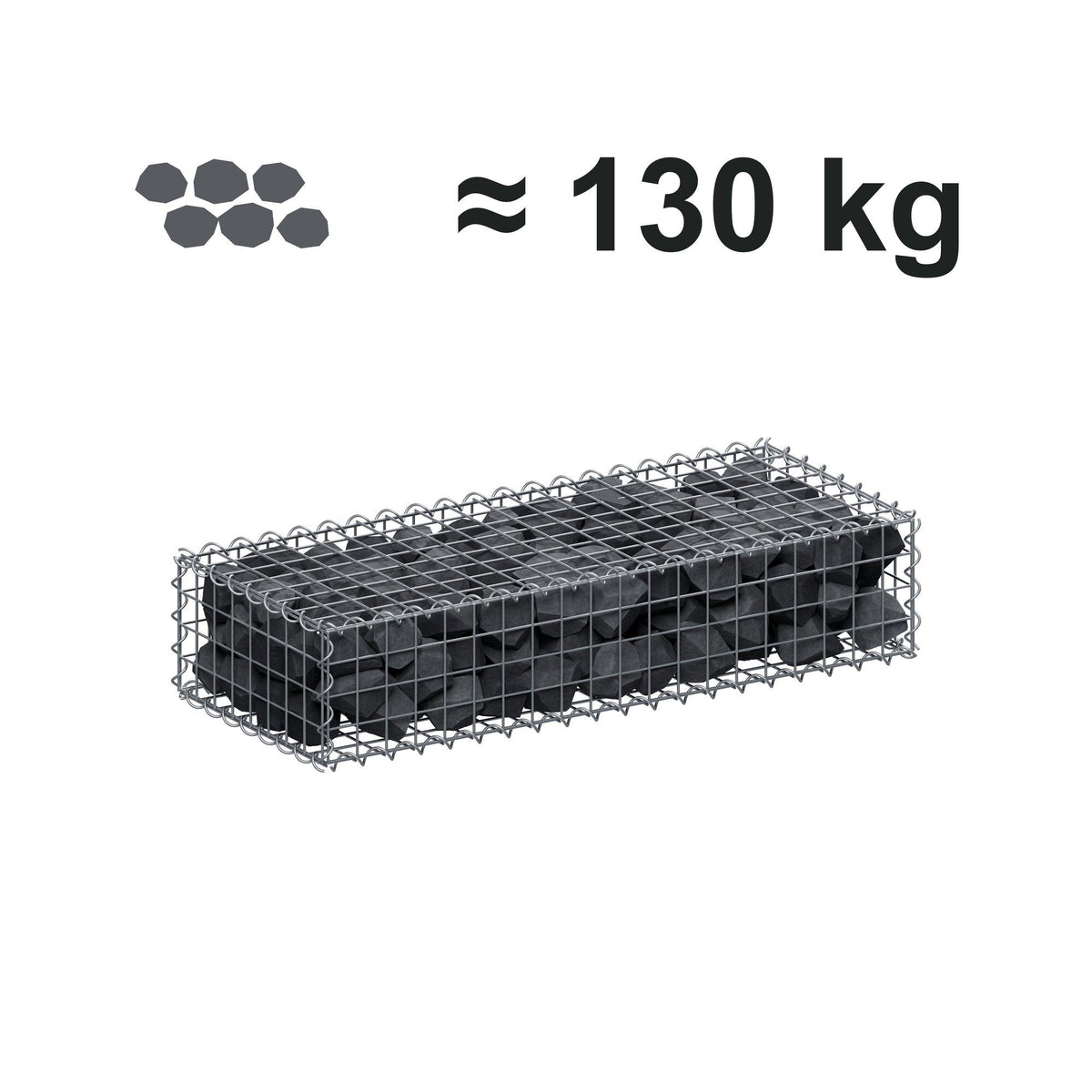 Gabion 100 cm x 20 cm x 40 cm (L x H x D), maskestørrelse 5 cm x 5 cm, spiral