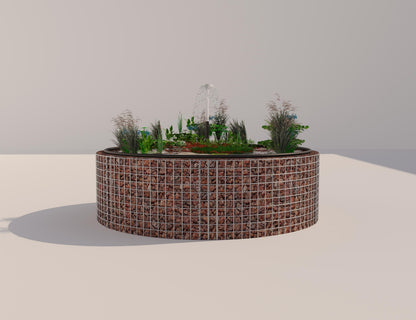 Gabion-dam, rund, ydre diameter 172 cm, højde 50 cm, maskestørrelse 5 x 5 cm, vægtykkelse 15 cm