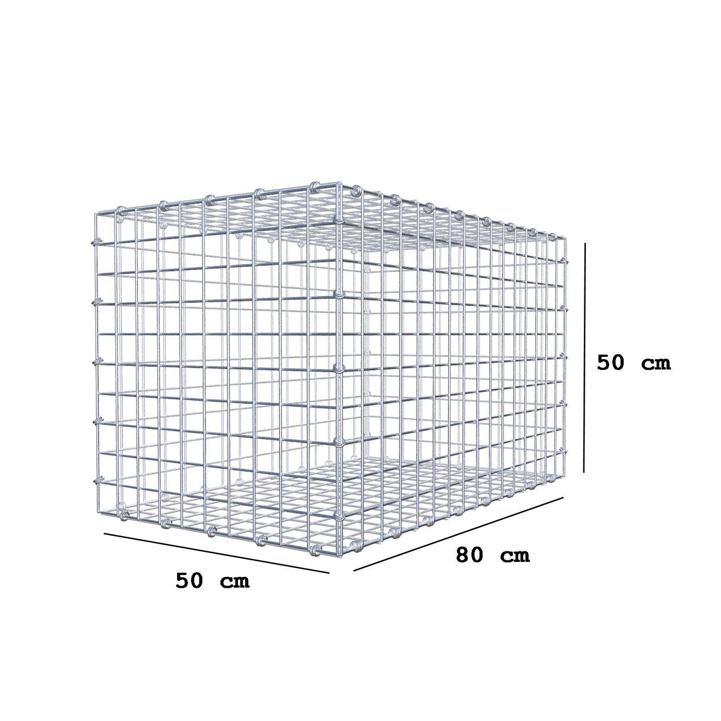 Gabbione 80 cm x 50 cm x 50 cm (L x H x P), maglia 5 x 5 cm, anello a spirale