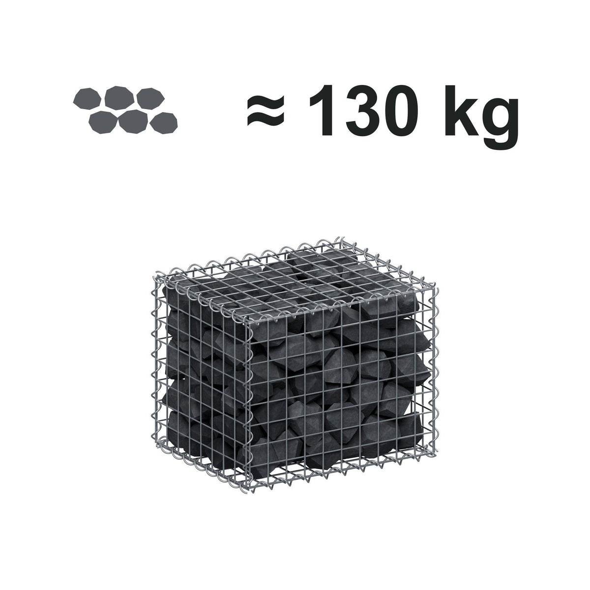 Schanskorf 50 cm x 40 cm x 40 cm (L x H x D), maaswijdte 5 cm x 5 cm, spiraalvormig