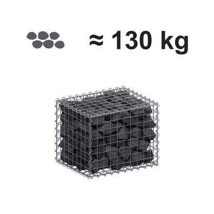 Schanskorf 50 cm x 40 cm x 40 cm (L x H x D), maaswijdte 5 cm x 5 cm, spiraalvormig