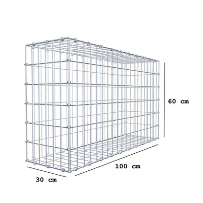 Gabione 100 cm x 60 cm x 30 cm (L x H x T), Maschenweite 5 x 10 cm, Spiralring