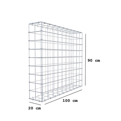 Gabion 100 cm x 90 cm x 20 cm (L x H x D), maskestørrelse 10 x 10 cm, spiralring