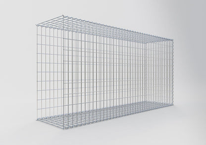 Opbouw schanskorf type 2 200 cm x 100 cm x 50 cm (L x H x D), maaswijdte 5 cm x 10 cm, spiraalvormig