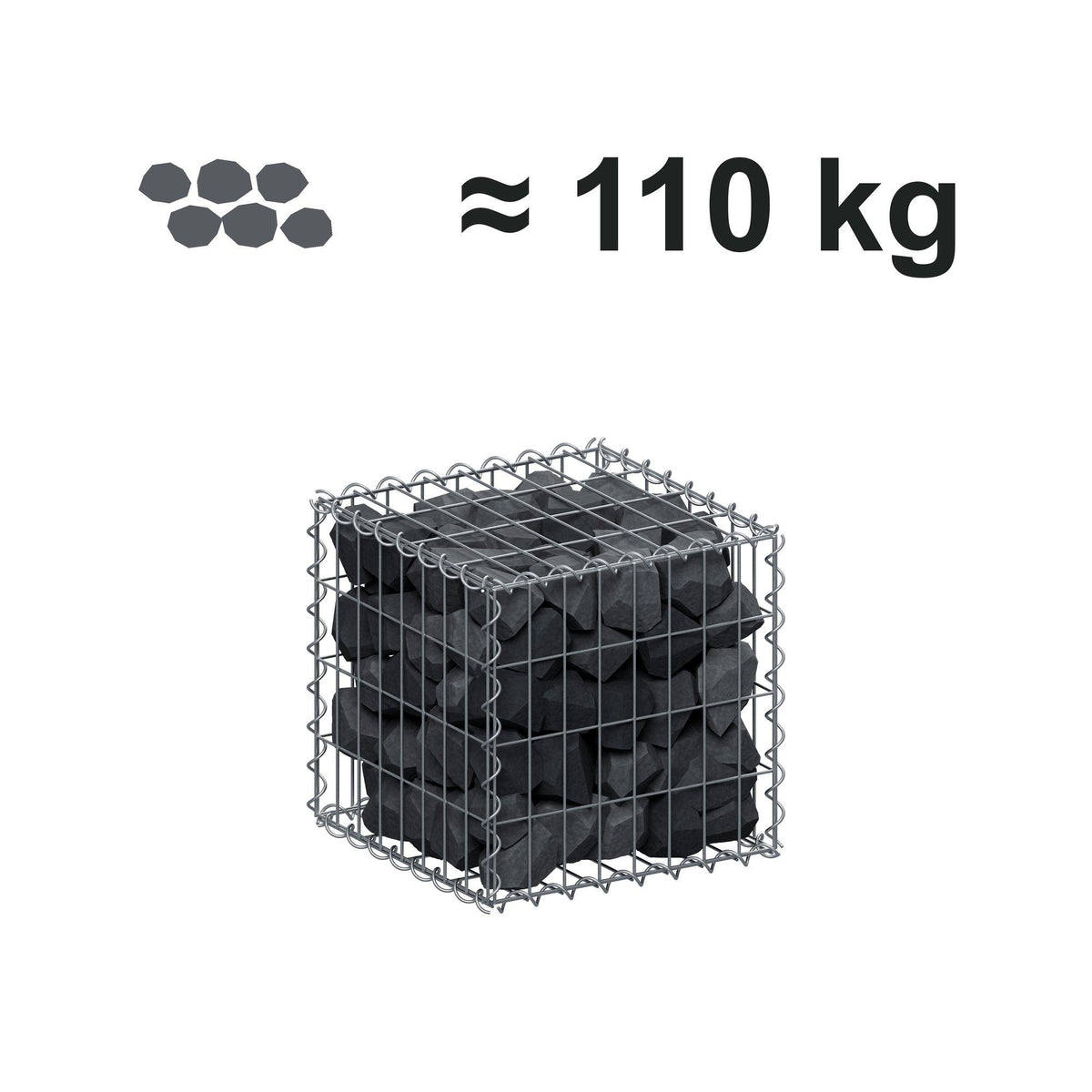 Gabion 40 cm x 40 cm x 40 cm (L x H x D), maskstorlek 5 cm x 10 cm, spiral