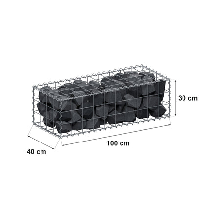 Gabion 100 cm x 30 cm x 40 cm (L x H x D), maskestørrelse 10 cm x 10 cm, spiral