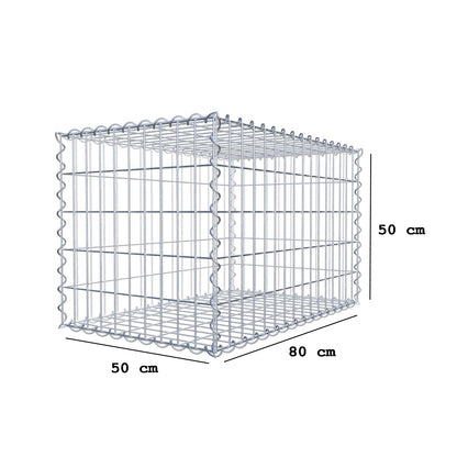 Gabion 80 cm x 50 cm x 50 cm (L x H x P), mailles 5 cm x 10 cm, spirale