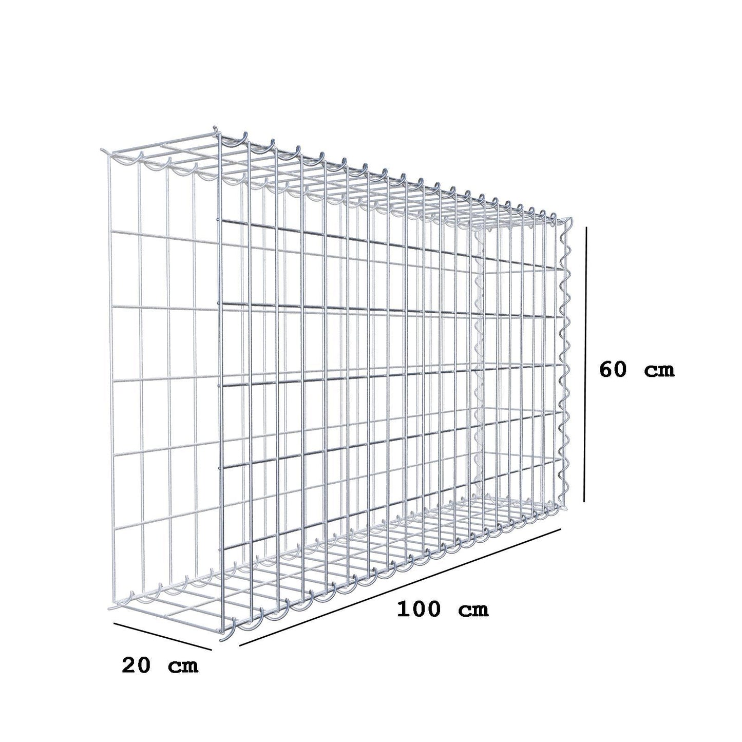 Add-on schanskorf type 2 100 cm x 60 cm x 20 cm (L x H x D), maaswijdte 5 cm x 10 cm, spiraalvormig