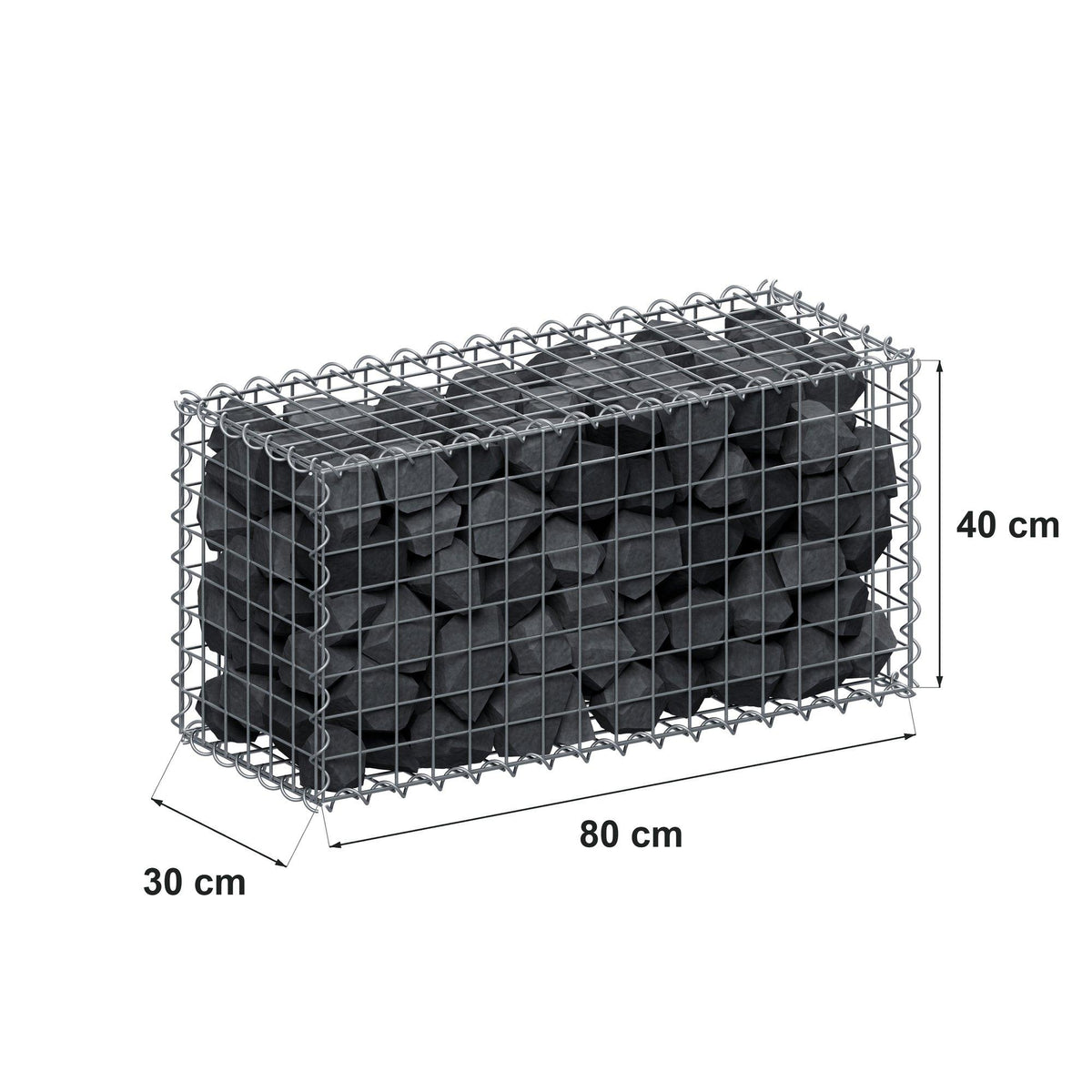 Schanskorf 80 cm x 40 cm x 30 cm (L x H x D), maaswijdte 5 cm x 5 cm, spiraalvormig