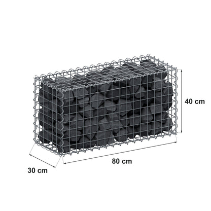 Schanskorf 80 cm x 40 cm x 30 cm (L x H x D), maaswijdte 5 cm x 5 cm, spiraalvormig