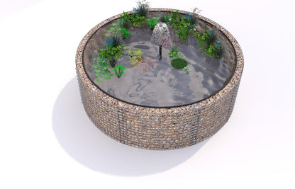 Gabion-dam, rund, ydre diameter 262 cm, højde 80 cm, maskestørrelse 5 x 5 cm, vægtykkelse 15 cm