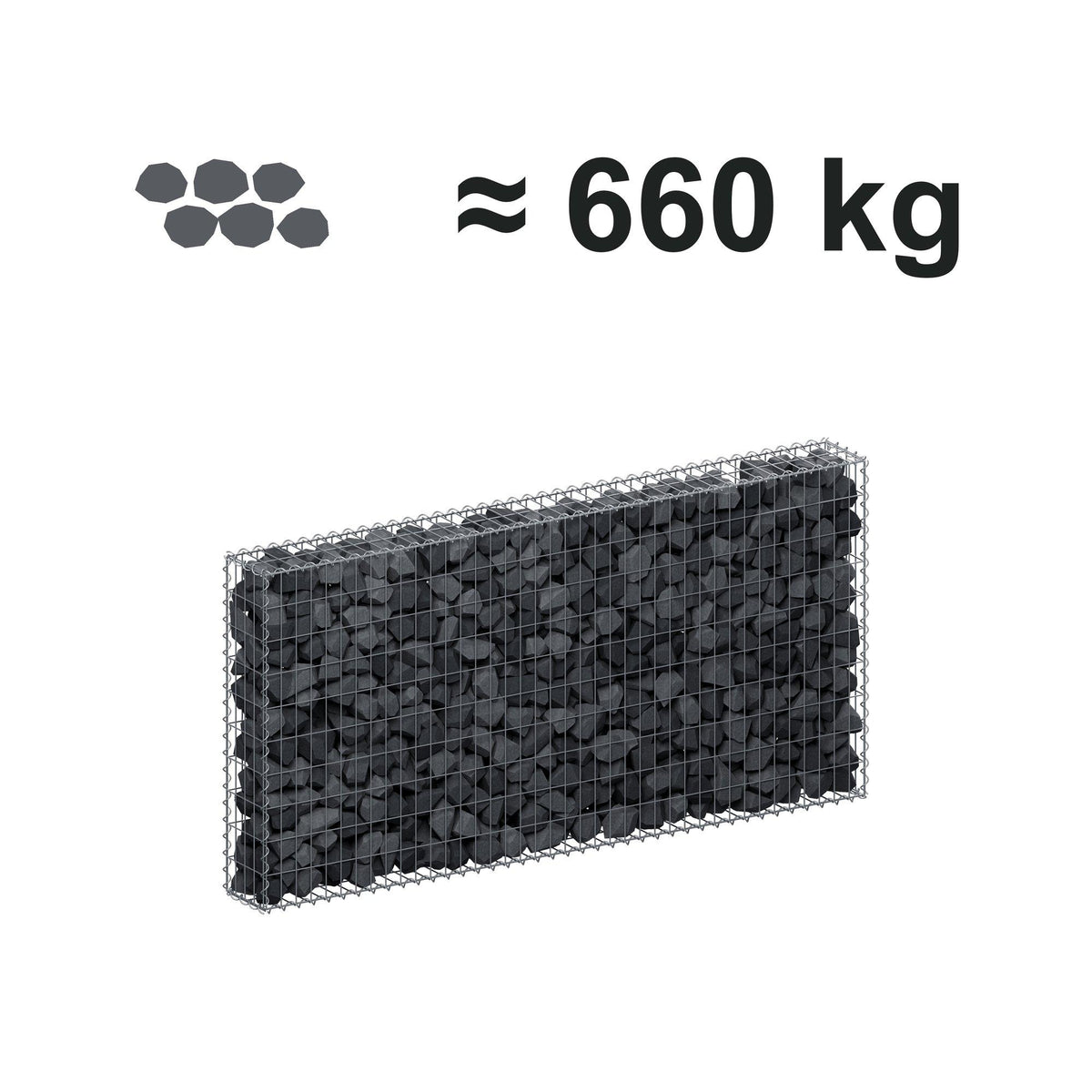 Gabion 200 cm x 100 cm x 20 cm (L x H x P), mailles 5 cm x 10 cm, spirale