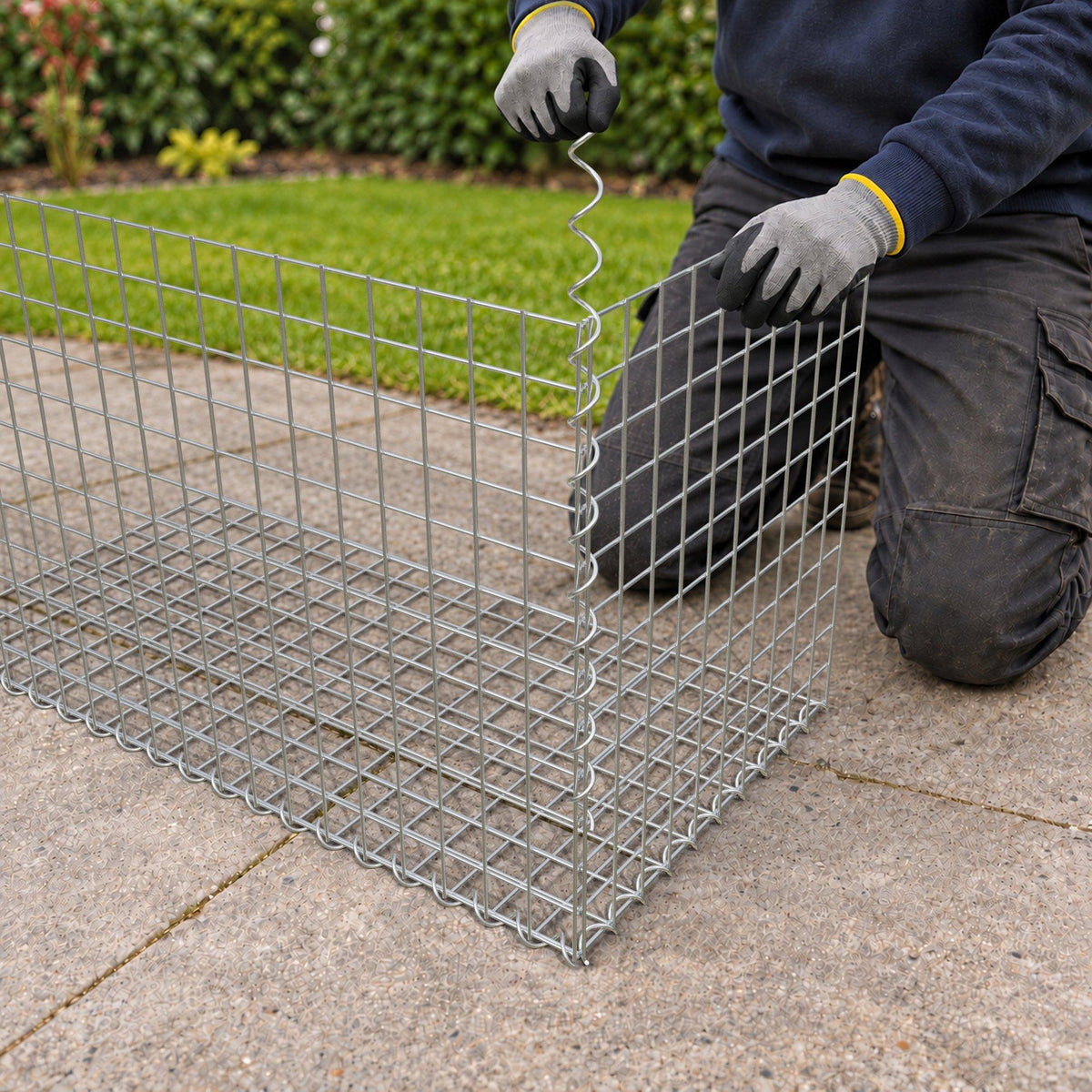Gabion 100 cm x 60 cm x 50 cm (L x H x D), maskestørrelse 5 cm x 5 cm, spiral