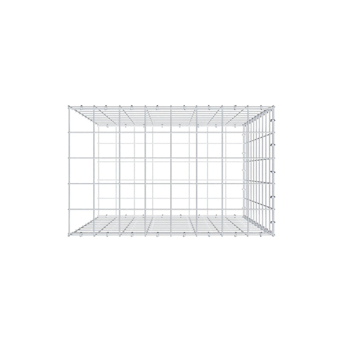 Type 2 oplegkorf 100 cm x 80 cm x 50 cm (L x H x D), maaswijdte 10 cm x 10 cm, C-ring