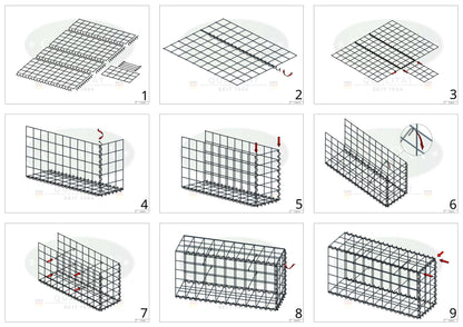 Anbaugabione Typ 2 80 cm x 40 cm x 30 cm (L x H x T), Maschenweite 10 cm x 10 cm, Spirale