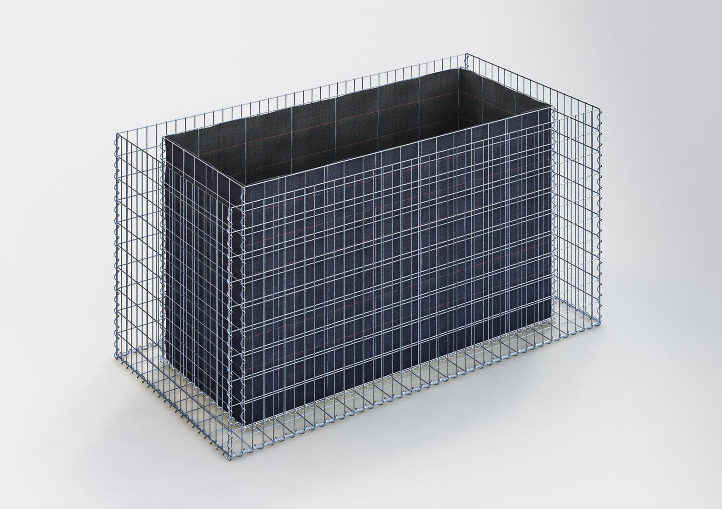 Rechthoekig verhoogd bed 200 cm x 100 cm x 100 cm (L x H x D), maaswijdte 5 x 10 cm, wanddikte 15 cm