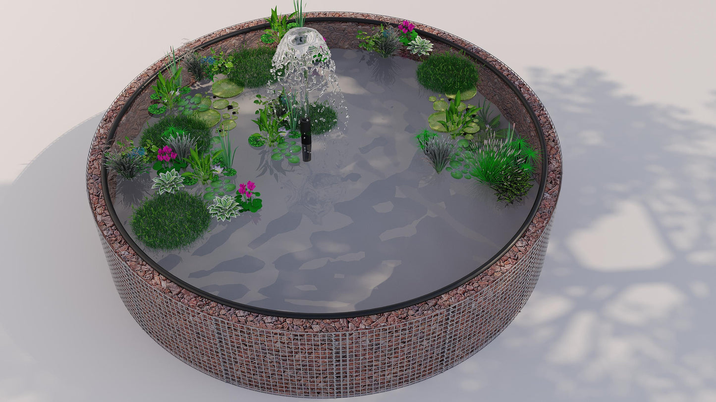 Gabion-dam, rund, ydre diameter 202 cm, højde 80 cm, maskestørrelse 5 x 5 cm, vægtykkelse 15 cm