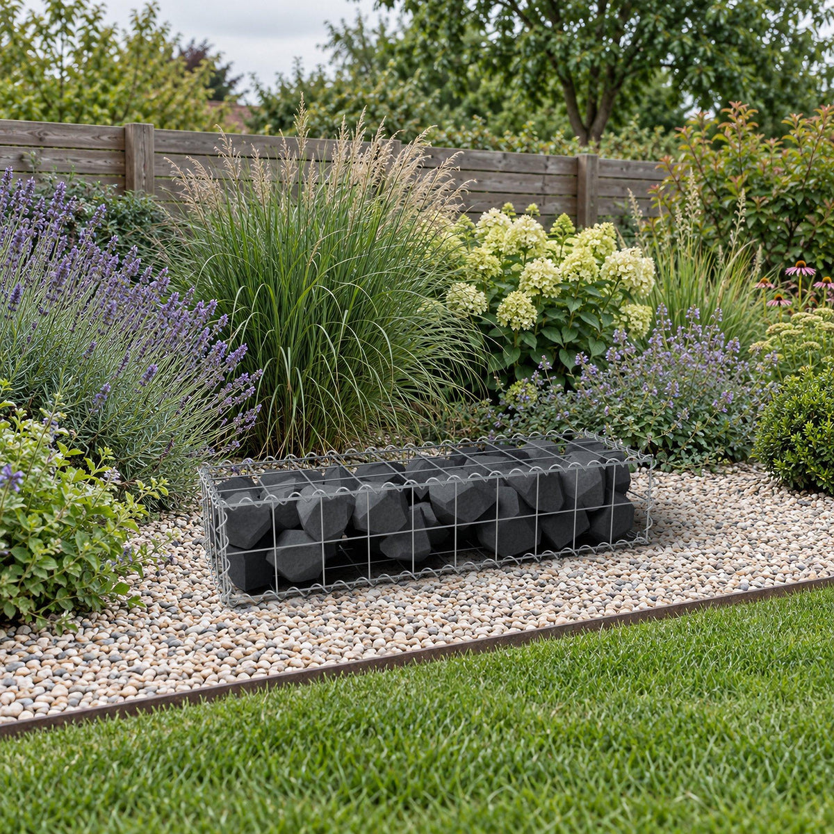 Gabione 100 cm x 20 cm x 30 cm (L x H x T), Maschenweite 10 cm x 10 cm, Spirale