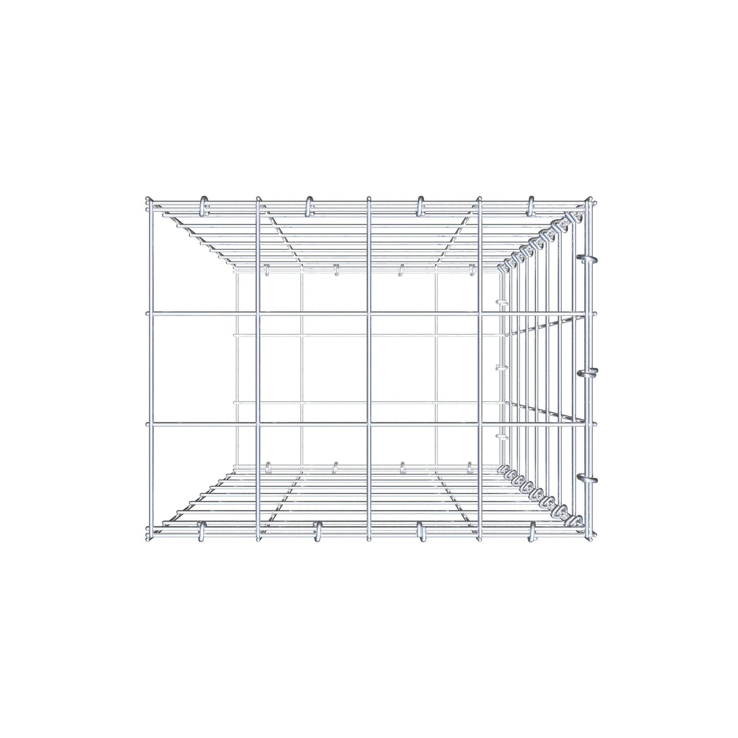 Type 2 oplegkorf 80 cm x 40 cm x 30 cm (L x H x D), maaswijdte 10 cm x 10 cm, C-ring
