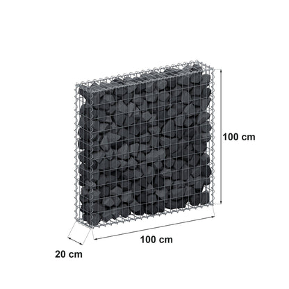Gabion 100 cm x 100 cm x 20 cm (L x H x D), maskestørrelse 5 cm x 10 cm, spiral