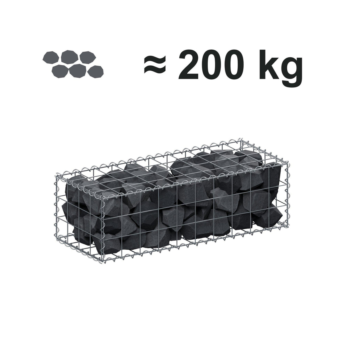 Gabion 100 cm x 30 cm x 40 cm (L x H x D), maskestørrelse 10 cm x 10 cm, spiral