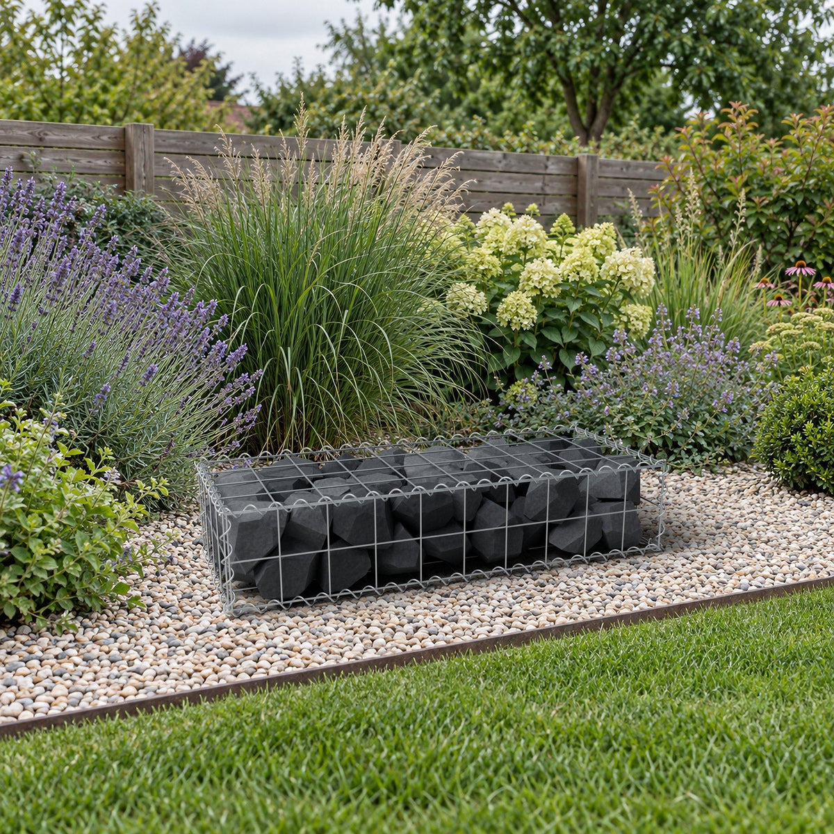 Gabion 100 cm x 20 cm x 40 cm (L x H x D), maskstorlek 10 cm x 10 cm, spiral