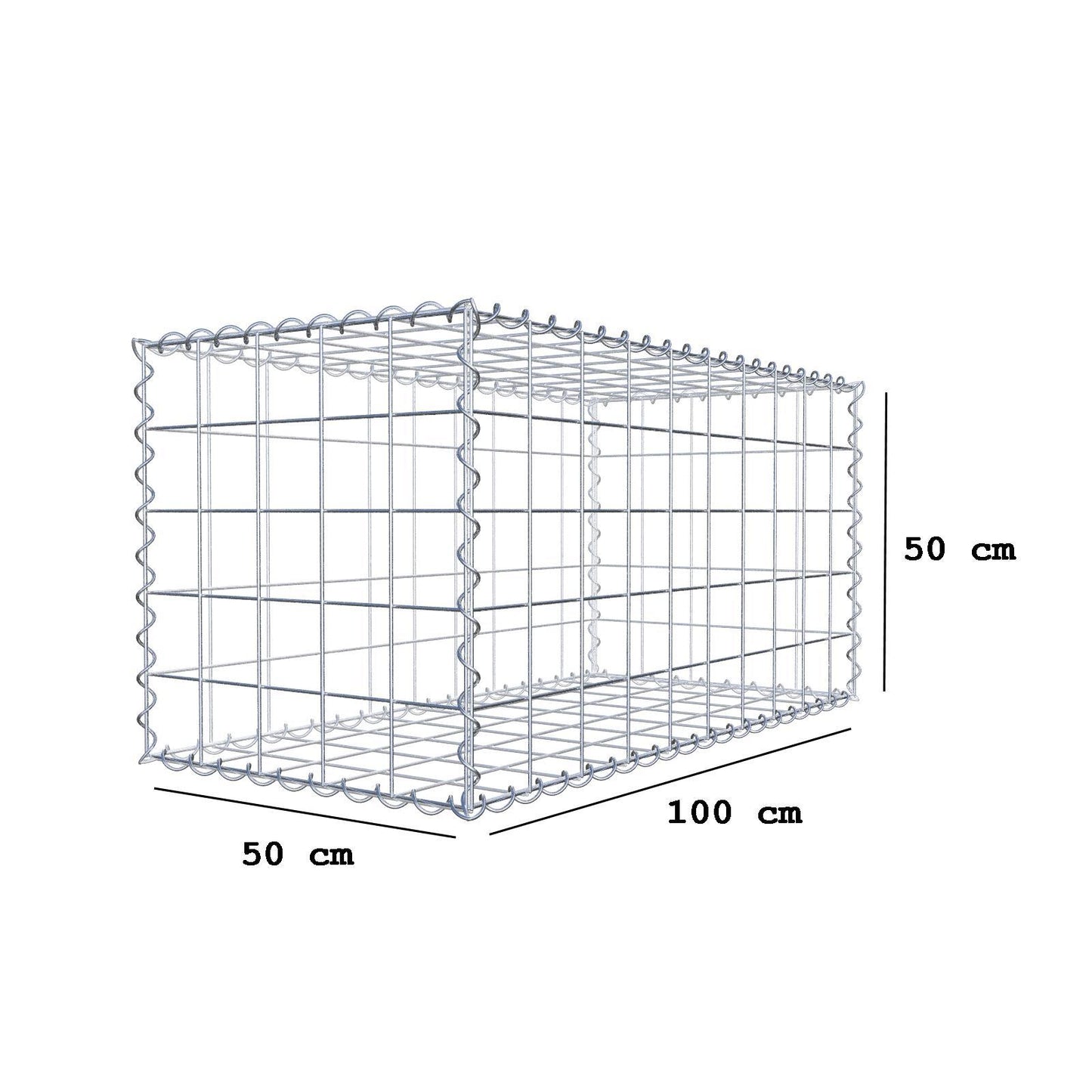 Gabion 100 cm x 50 cm x 50 cm (L x H x P), mailles 10 cm x 10 cm, spirale