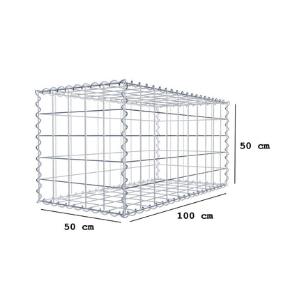 Gabion 100 cm x 50 cm x 50 cm (L x H x P), mailles 10 cm x 10 cm, spirale