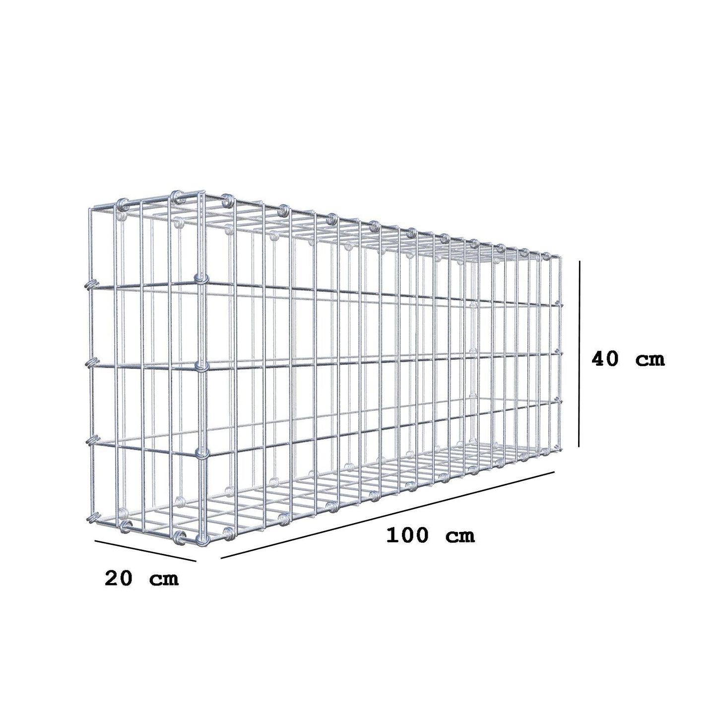 Gabion 100 cm x 40 cm x 20 cm (L x H x D), mesh size 5 x 10 cm, spiral ring