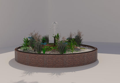 Gabionupphöjd damm, rund, ytterdiameter 442 cm, höjd 50 cm, maskstorlek 5 x 5 cm, väggtjocklek 15 cm