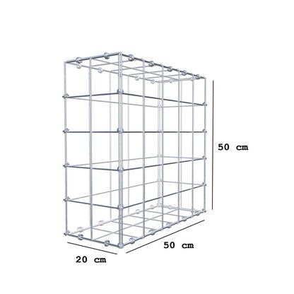 Gabion 50 cm x 50 cm x 20 cm (L x H x D), maskestørrelse 10 x 10 cm, spiralring