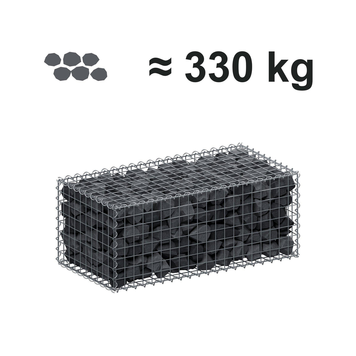 Gabion 100 cm x 40 cm x 50 cm (L x H x D), mesh size 5 cm x 5 cm, spiral