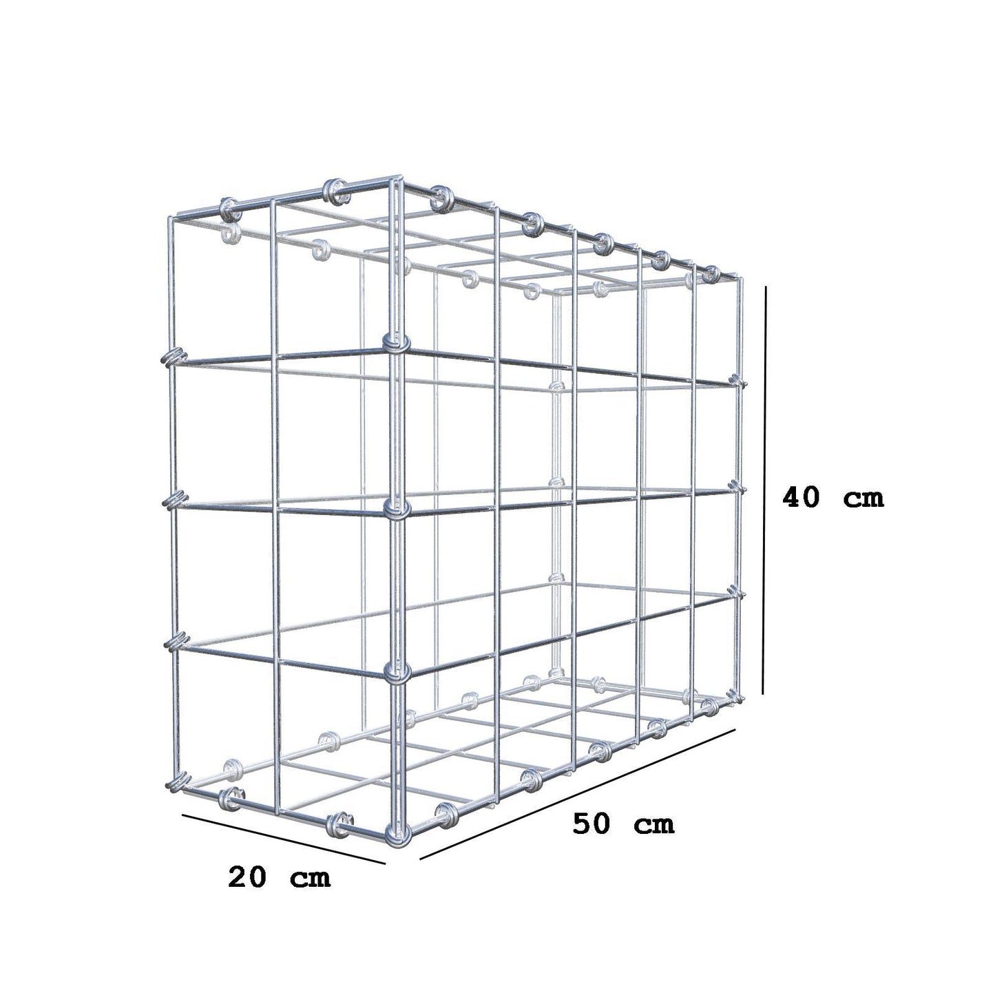 Gabion 50 cm x 40 cm x 20 cm (L x H x P), mailles 10 x 10 cm, anneau en spirale