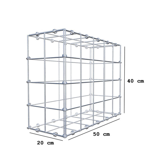Gabion 50 cm x 40 cm x 20 cm (L x H x D), maskestørrelse 10 x 10 cm, spiralring