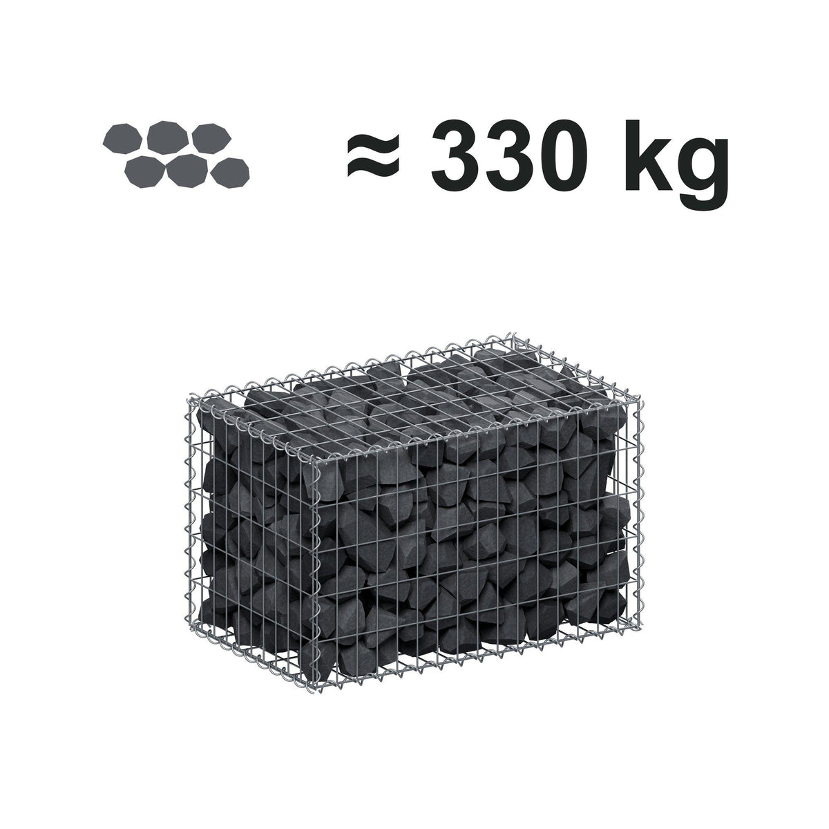 Gabion 80 cm x 50 cm x 50 cm (L x H x P), mailles 5 cm x 10 cm, spirale
