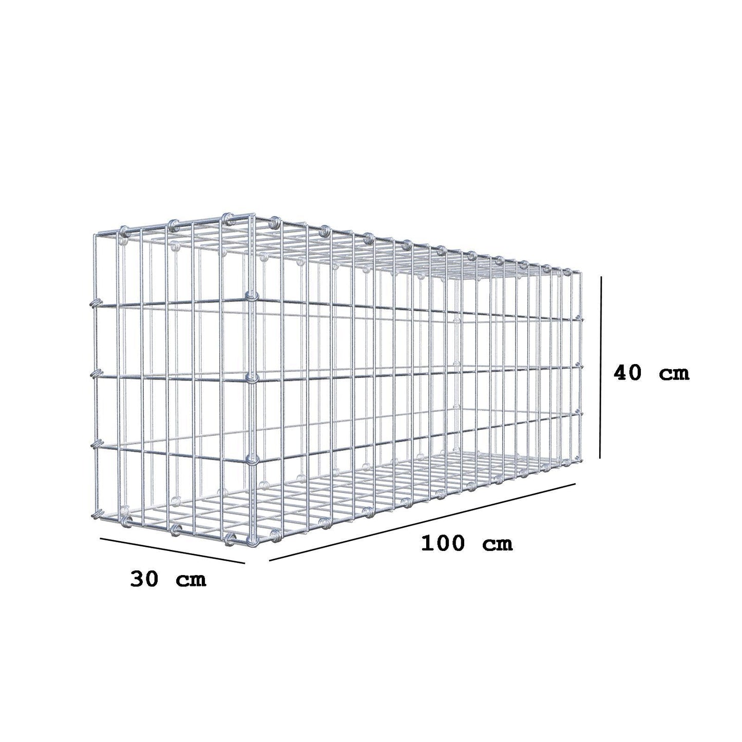 Schanskorf 100 cm x 40 cm x 30 cm (L x H x D), maaswijdte 5 x 10 cm, spiraalring