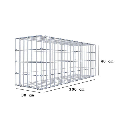 Schanskorf 100 cm x 40 cm x 30 cm (L x H x D), maaswijdte 5 x 10 cm, spiraalring